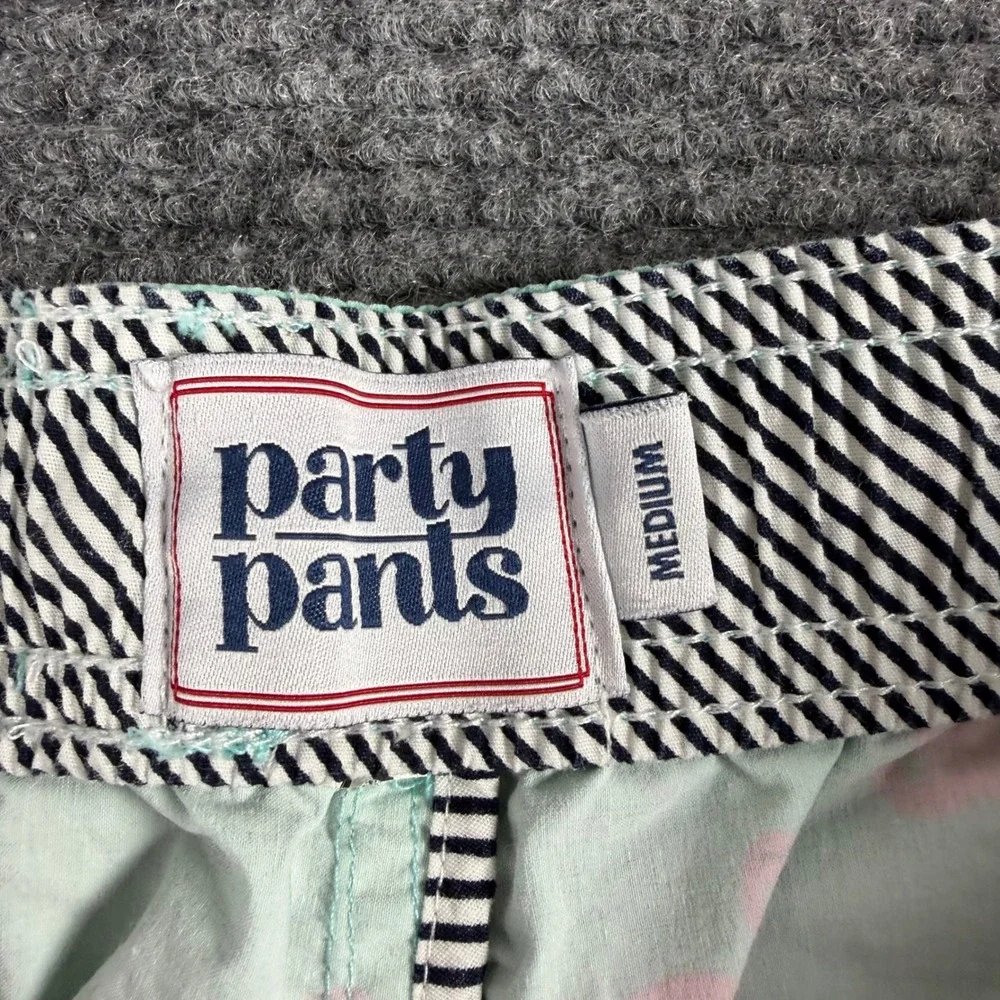 Party Pants Mens Mint Green Flamingo Skateboard Print Swim Trunks Medium